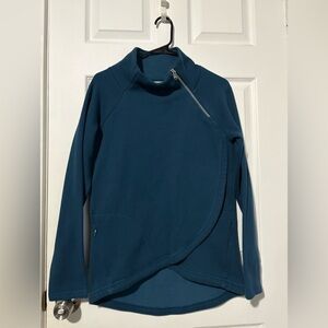 Athleta Blue Asymmetrical Zip Sweater